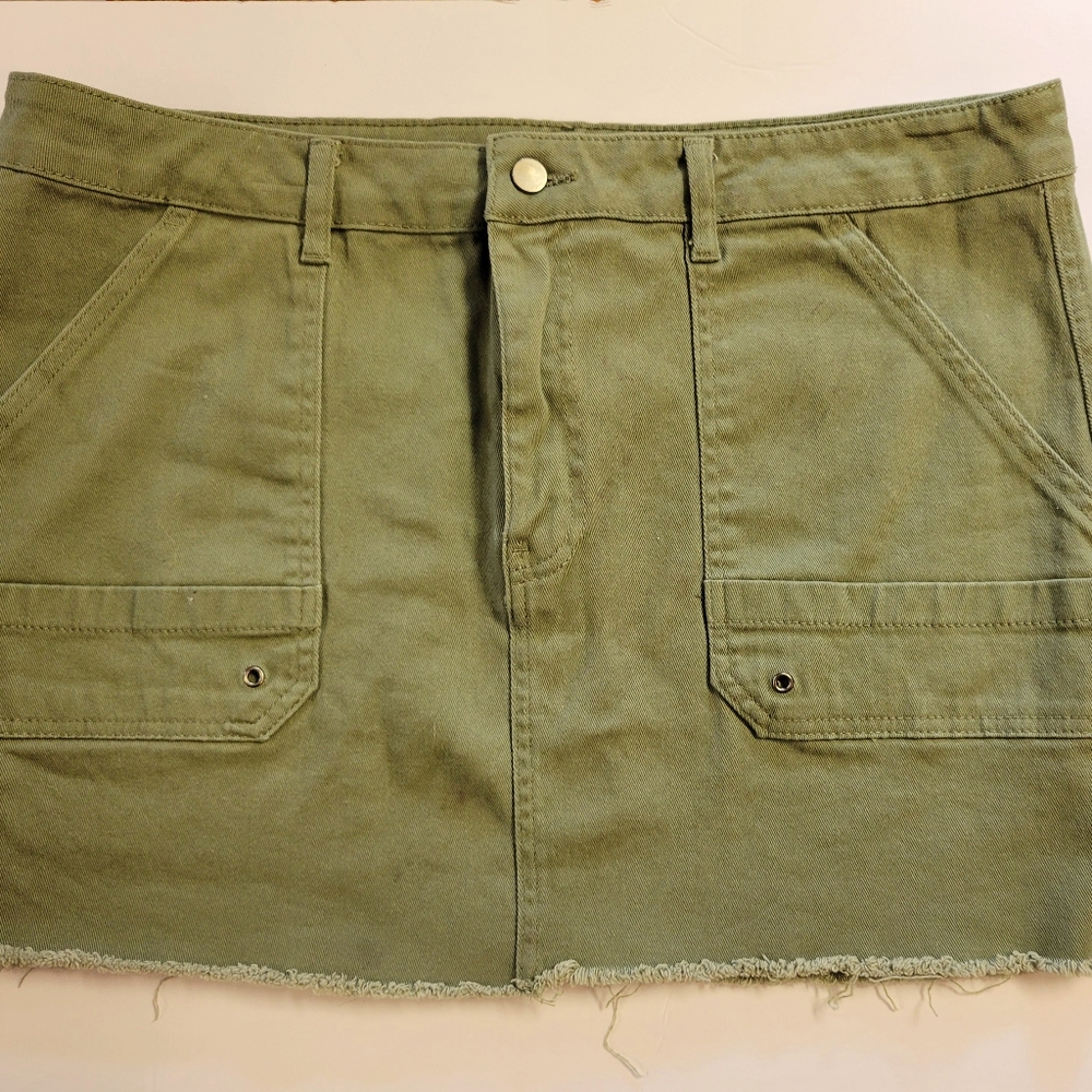 Women's Army Green Denim Mini XXL